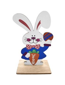 Ξύλινο Διακοσμητικό με Λαγό Αγόρι &amp; Καρότο 14x9cm Bunny's 932291