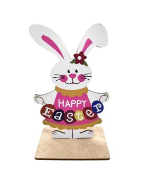 Ξύλινο Διακοσμητικό με Λαγό Κορίτσι &amp; Καρότο 14x9cm Bunny's 932292