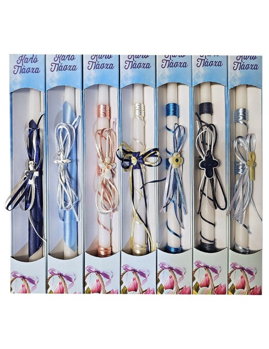 Λαμπάδα Ντεκόρ Σταυρουδάκι σε Κουτί Χρωματιστό 36cm x ø17mm Bunny's 932339