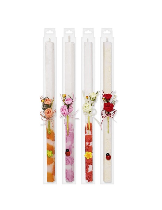 Λαμπάδα Τετράγωνη Άνθη 40cm Bunny's 93339