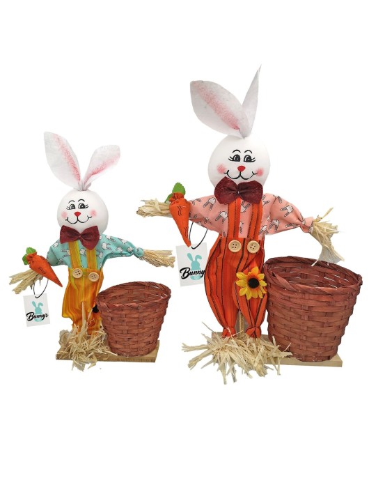 Λαγός Αχυρένιος με Καλάθι 30cm (καλάθι ø9cm) Bunny's 93747