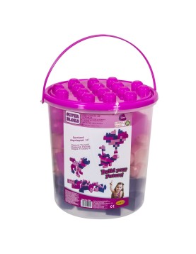 Κουβάς με 48 Μεγάλα Τουβλάκια για Κορίτσια 12 Μηνών+ ø25x26cm Lazaridis 0032K