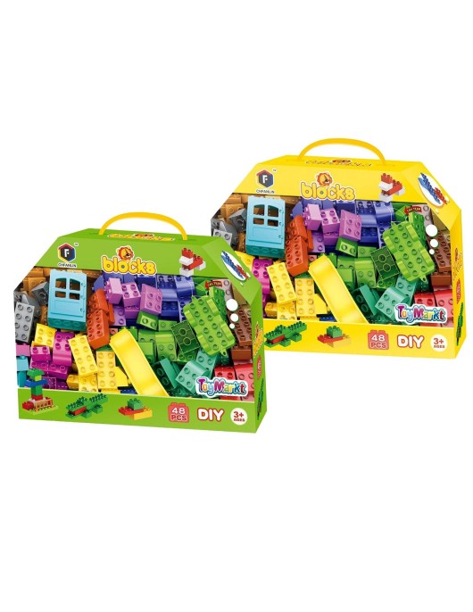 Τουβλάκια 48 τεμ Εξάγωνο Κουτί 27x21x7.5cm ToyMarkt 95431