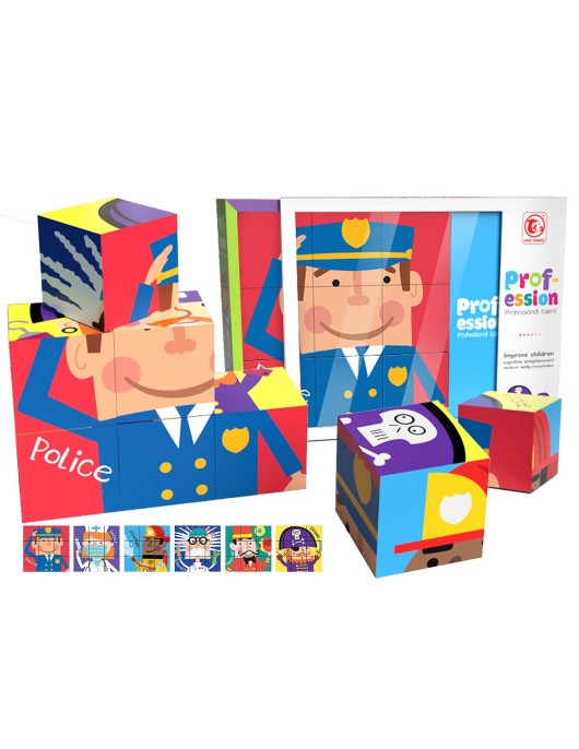 Κύβοι 9 Τεμ,6 σε 1, Επαγγέλματα 26x20x7cm ToyMarkt 95439