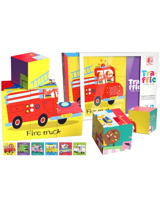 Κύβοι 9 Τεμ,6 σε 1, Οχήματα Traffic 26x20x7cm ToyMarkt 95440