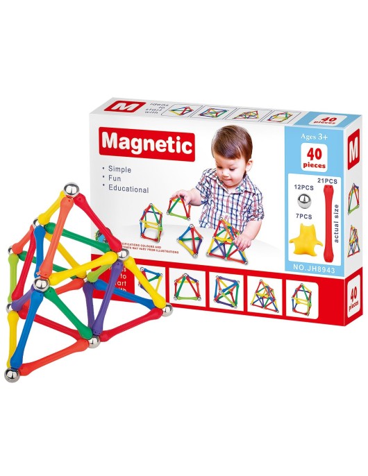Μαγνητικές Κατασκευές 40τεμ. 3 Χρόνων+ 22x15x4cm ToyMarkt 95449