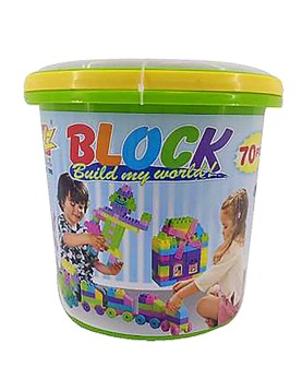 Κουβάς με 70 Τουβλάκια ø23,5x24cm ToyMarkt 95462