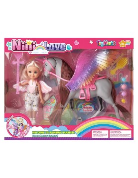 Κούκλα 15cm &amp; Άλογο 30x24x7cm ToyMarkt 98237