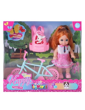 Κούκλα 11cm Ποδήλατο &amp; Ζωάκι pet 17x16x6cm ToyMarkt 98248