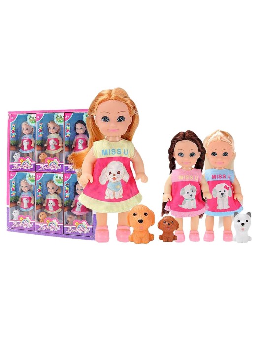 Κούκλα 11cm & Ζωάκι pet 8x16x4cm ToyMarkt 98249