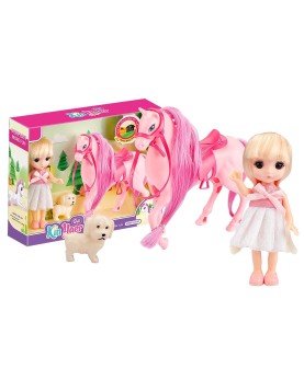 Κούκλα 15cm &amp; Άλογο 14cm 26x20x6cm ToyMarkt 98262