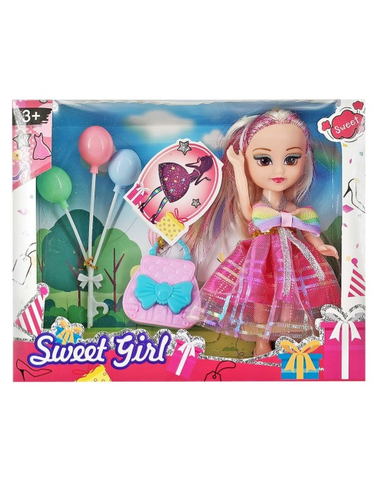 Κούκλα 15cm Μπαλόνια & Αξεσουάρ 20x15x5cm ToyMarkt 98264
