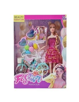 Κούκλα Fashion με Ποδήλτο &amp; Αξεσουάρ 32x24x6cm ToyMarkt 98268