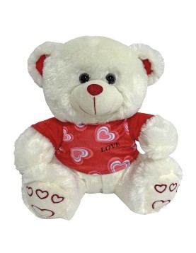 Αρκουδάκι Λευκό με Κόκκινο Μπλουζάκι 30cm ToyMarkt 99481