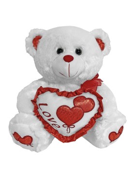 Αρκουδάκι Λευκό με Καρδιά 30cm ToyMarkt 99482