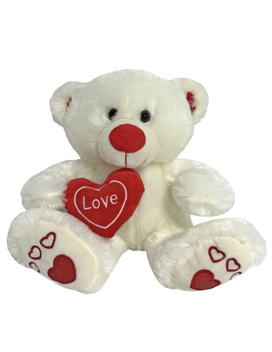 Αρκουδάκι Λευκό με Κόκκινη Καρδιά 27cm ToyMarkt 99483