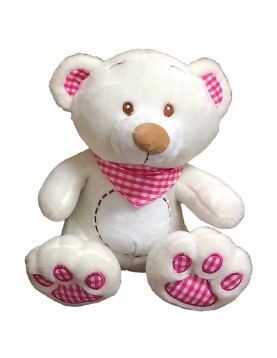 Αρκουδάκι Λευκό με Καρώ Μαντήλι 35cm ToyMarkt 99485