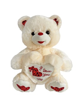 Αρκουδάκι Εκρού με Καρδιά Μεσαίο 30cm ToyMarkt 99504