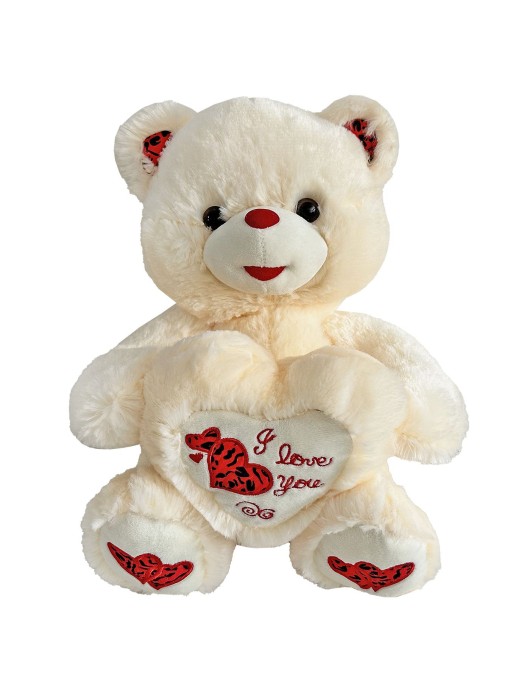 Αρκουδάκι Εκρού με Καρδιά Μεσαίο 30cm ToyMarkt 99504