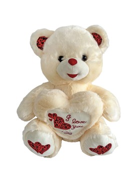 Αρκουδάκι Εκρού με Καρδιά Μεγάλο 40cm ToyMarkt 99505