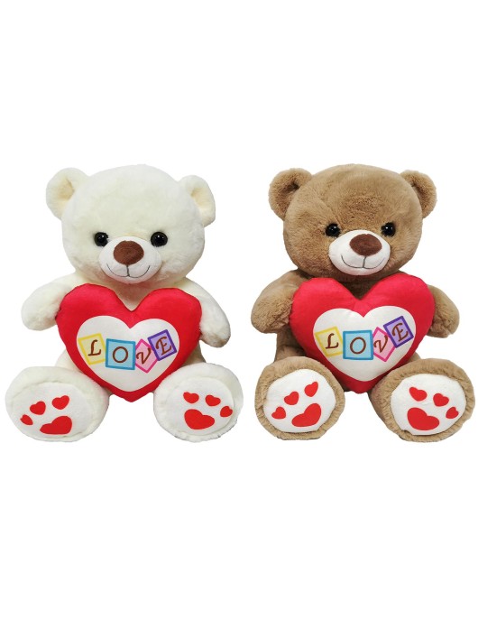 Αρκουδάκι Λούτρινο με Καρδιά Δίχρωμη 30cm ToyMarkt 99523