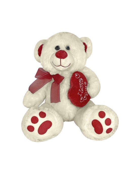 Αρκουδάκι Λούτρινο με Καρδιά & Κορδέλα 30cm ToyMarkt 99524