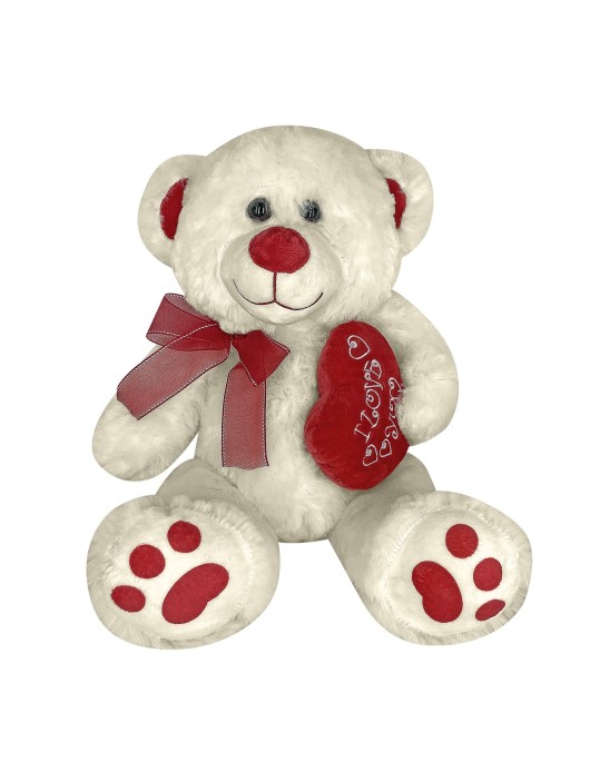 Αρκουδάκι Λούτρινο με Καρδιά & Κορδέλα 35cm ToyMarkt 99525