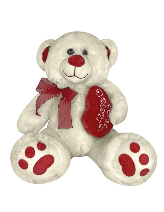 Αρκουδάκι Λούτρινο με Καρδιά & Κορδέλα 40cm ToyMarkt 99526