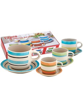 6 Φλυτζάνια &amp; 6 Πιάτα για Καφέ Μεγάλα Πορσελάνης 330ml Homie 1001843