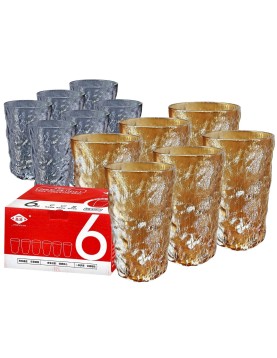 Ποτήρια Μεγάλα Σμιλεμένα Χρωματιστά σετ=6τεμ 13,5x8cm 370ml Homie 1002130