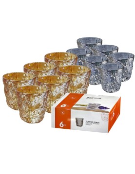 Ποτήρια Κοντά Σμιλεμένα Χρωματιστά σετ=6τεμ 9x9cm 330ml Homie 1002131