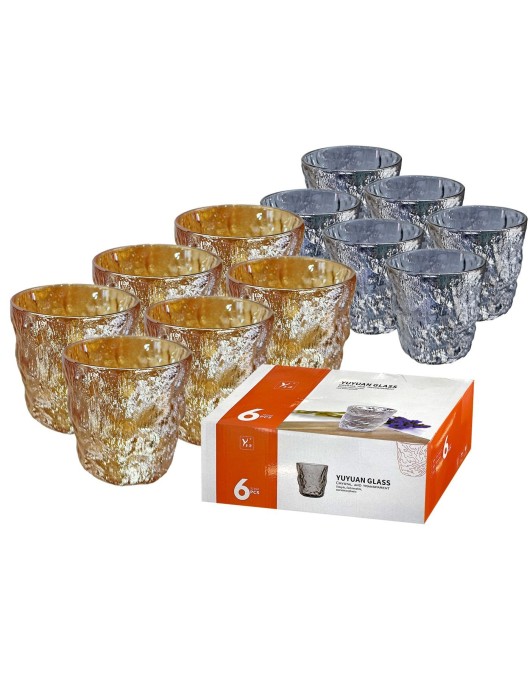 Ποτήρια Κοντά Σμιλεμένα Χρωματιστά σετ=6τεμ 9x9cm 330ml Homie 1002131