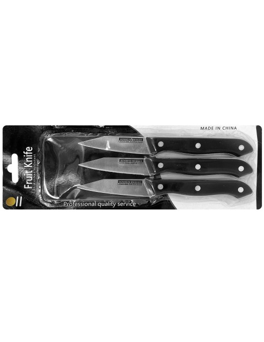 Μαχαίρια Κοφτερά με Μαύρη Λαβή Σετ=3τεμ. 19cm Homie 1002169