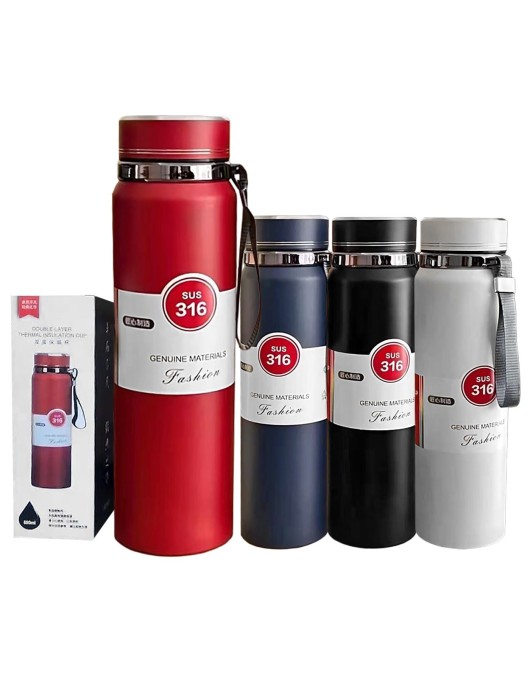 Θερμός Ανοξείδωτος Μονόχρωμος με Λουράκι 1000ml Homie 1002185