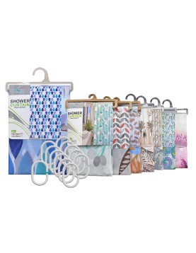 Κουρτίνα Μπάνιου Εμπριμέ Peva 180x180cm Homie 1011101