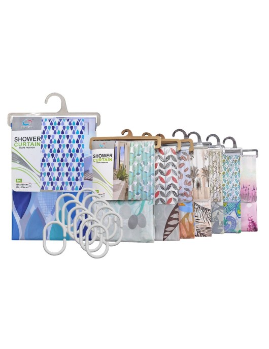 Κουρτίνα Μπάνιου Εμπριμέ Peva 180x180cm Homie 1011101