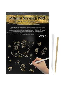 Magic Scratch Μπλόκ 40 Μαύρες Σελίδες &amp; 2 Μολύβια 21x14,5cm JustNote 104371