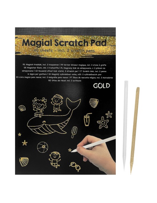 Magic Scratch Μπλόκ 40 Μαύρες Σελίδες & 2 Μολύβια 21x14,5cm JustNote 104371