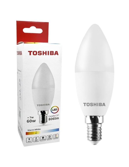 Λάμπα LED Toshiba Κερί για Ντουί e14 Θερμό Λευκό 230v N_std c37 e14 7w 3000k Toshiba 00168835