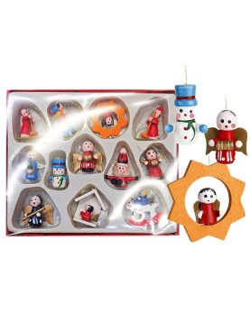 Ξύλινα Στολίδια σετ=12 τεμ Στολίδι=3,5cm, σετ=16x14cm Xmasfest 1131347