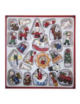 Στολίδια Ξύλινα σετ=24 τεμ Στολίδι=5,5cm, σετ=24x24cm Xmasfest 1131349