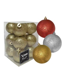 Μπάλα Glitter πακ=12τεμ φ4 ø4cm Xmasfest 1131478