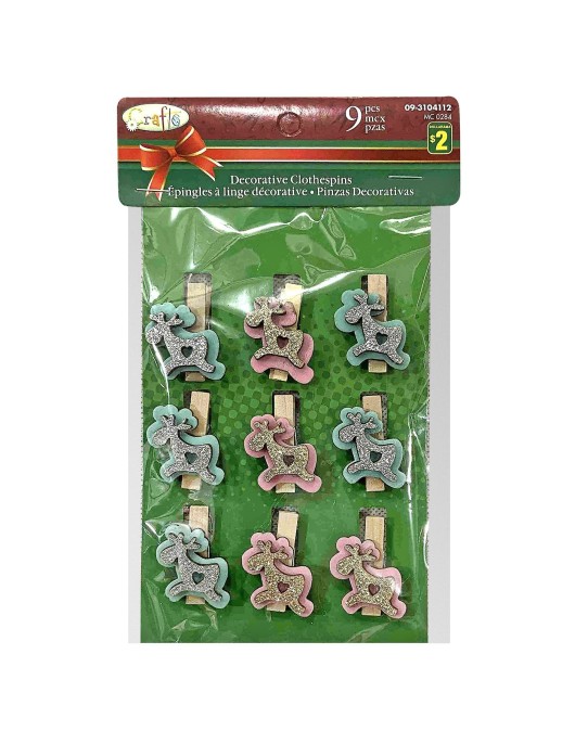 Μανταλάκια Xmas Ελάφι 9τεμ 4cm Xmasfest 1131577