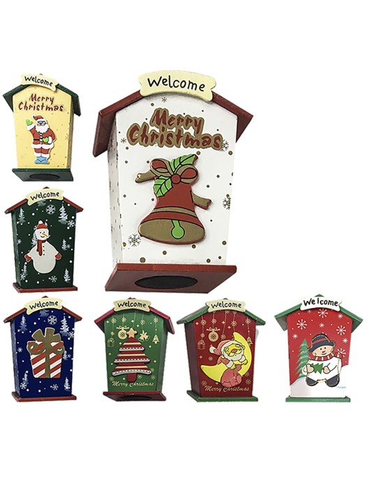 Κουμπαράς Ξύλινος Σπίτι 11,5x9x6cm Xmasfest 1131594