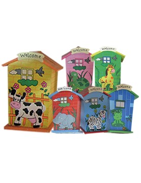 Κουμπαράς Ξύλινος Σπίτι-Ζώα 12x9x6cm Xmasfest 1131596