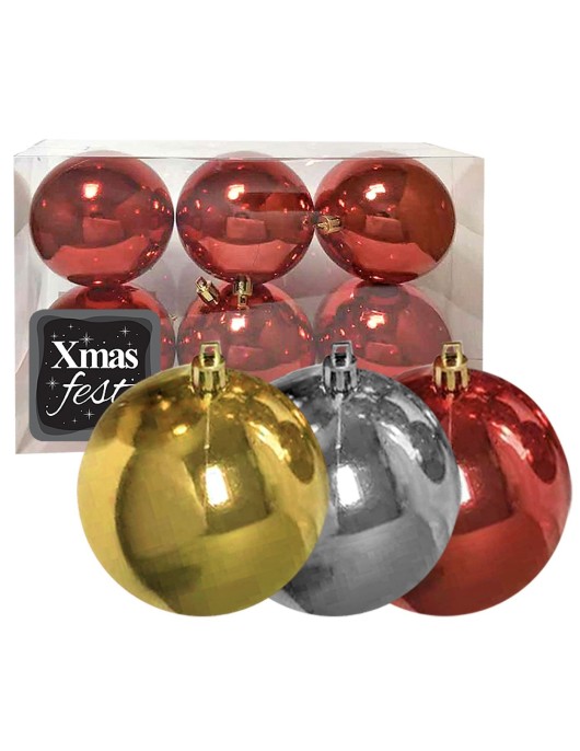 Μπάλα Γυαλιστερή πακ=6τεμ 10cm ø10cm Xmasfest 1131713