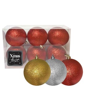 Μπάλα Glitter πακ=6τεμ φ6 ø6cm Xmasfest 1131714