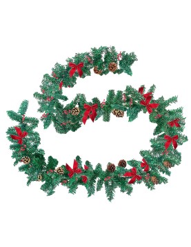 Γιρλάντα Στολισμένη Σκληρή με Φιόγκους, Κουκουνάρια, Berries ø:20cm Y:2,7m Xmasfest 1131820