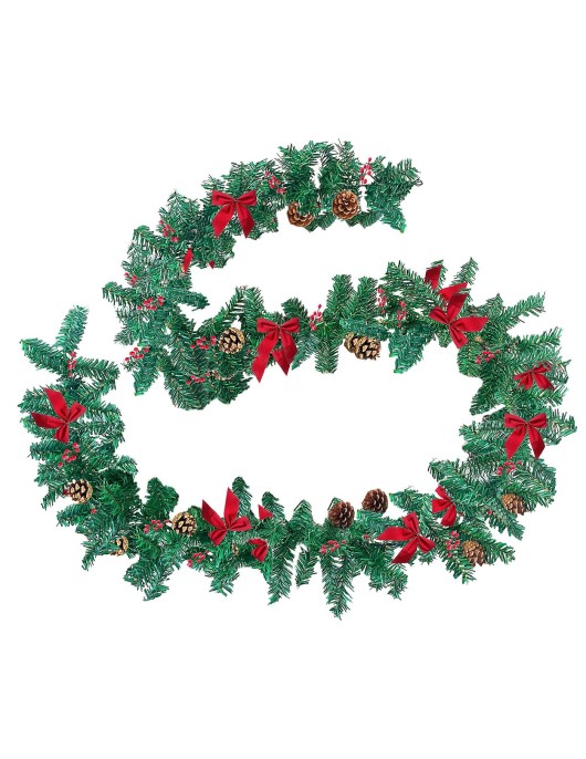 Γιρλάντα Στολισμένη Σκληρή με Φιόγκους, Κουκουνάρια, Berries ø:20cm Y:2,7m Xmasfest 1131820