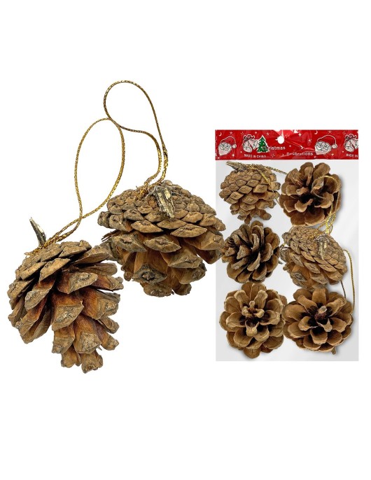 Κουκουνάρια Κρεμαστά πακ=6τεμ 4cm Xmasfest 1131935